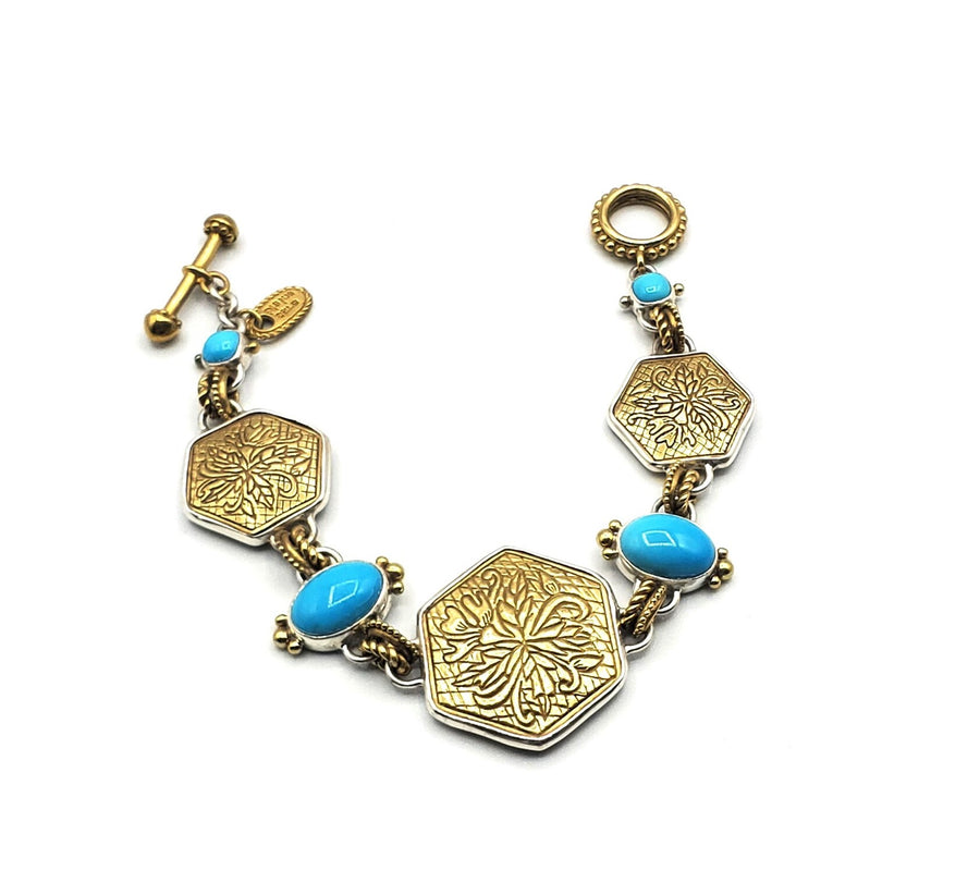 Brass w/Sterling Silver Turquoise Bracelet (5498XTQ)