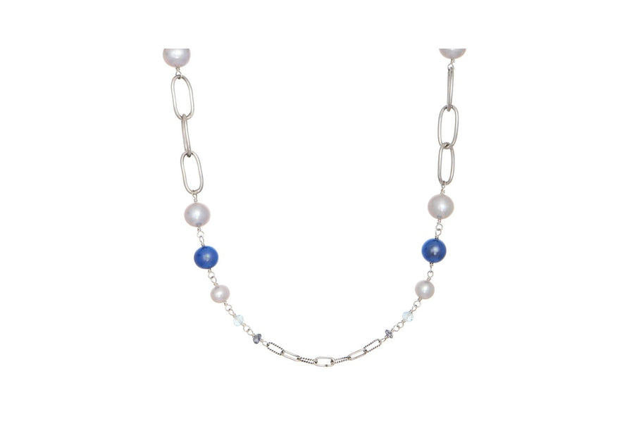 Sterling Silver Mixed Beads and Pearls Necklace (7315IO)