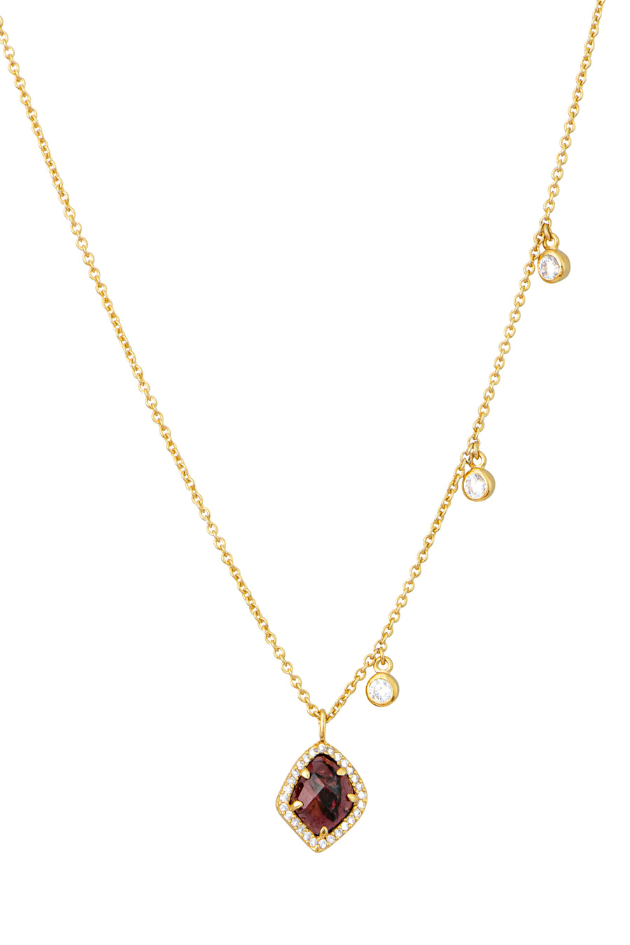 16k Gold Plate Garnet and CZ Necklace (812685)