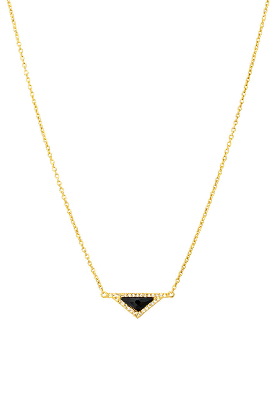16k Gold Plate Black Onyx and CZ Necklace (813768)