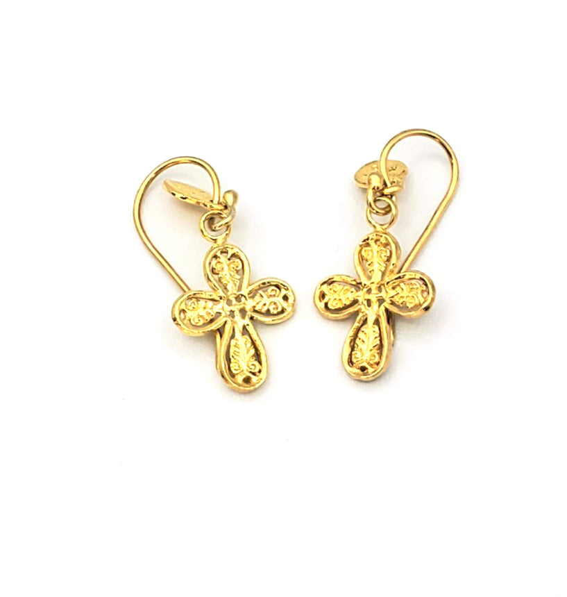 18k Gold Plated Byzantine Cross Earrings (BT024)