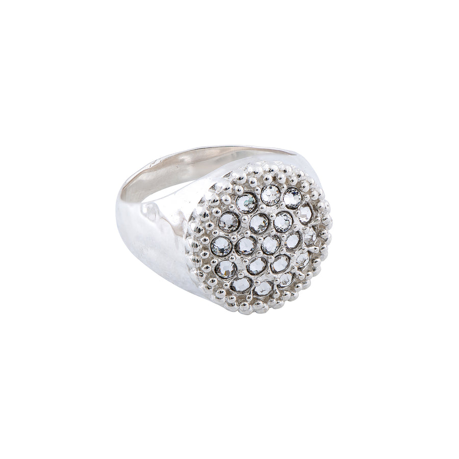 Hammered Sterling Silver White CZ Ring (ES156)