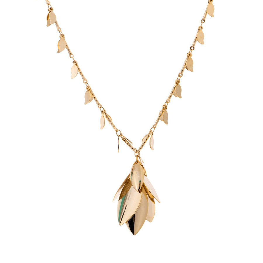 Gold Plated Brass Petal Fronds Necklace (11306)