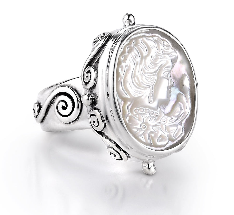 Sterling Silver Small Cameo Ring (1158MOP)