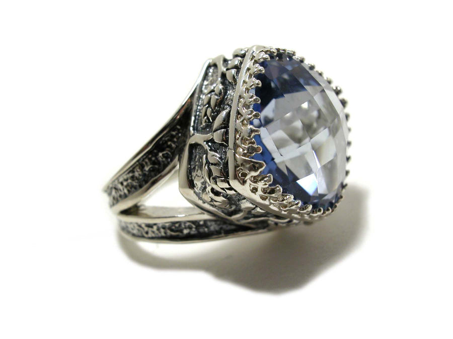 Sterling Silver Statement Crown Jewels Ring (1194IOTPZ)
