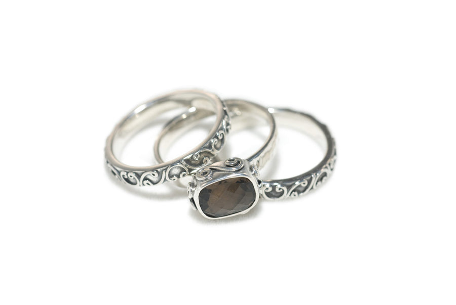 Sterling Silver Trio Stack Signature Lace Ring (1198ST)
