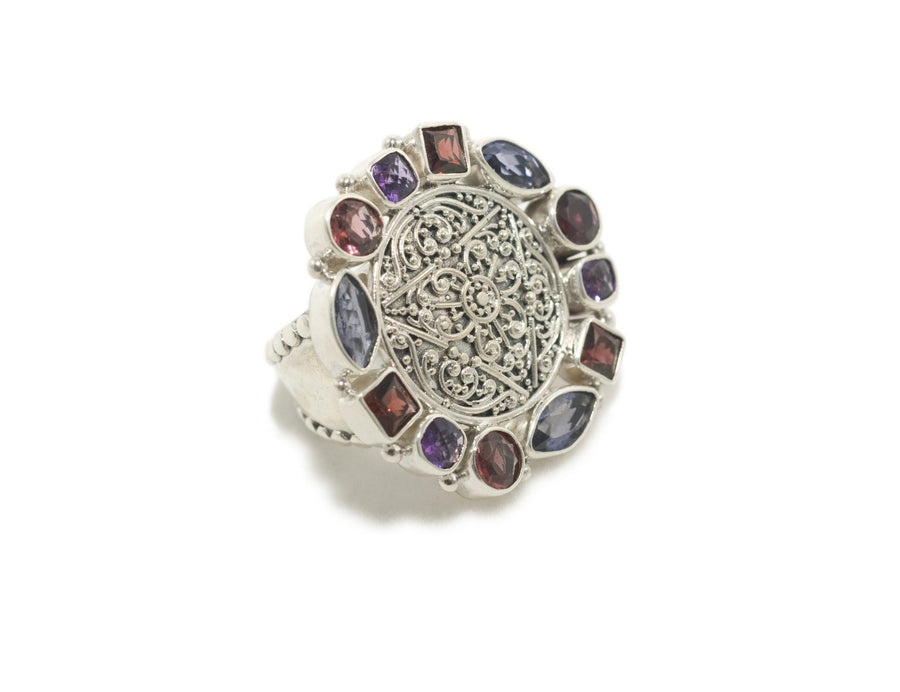Sterling Silver Multi-Stone Ring (1265AM)