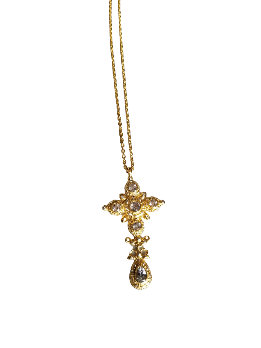Gold Plated Fancy Cross Necklace (EL068)