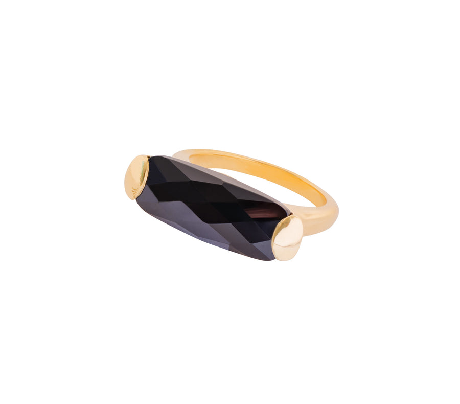 Gold Plate Black Onyx Ring (213940)