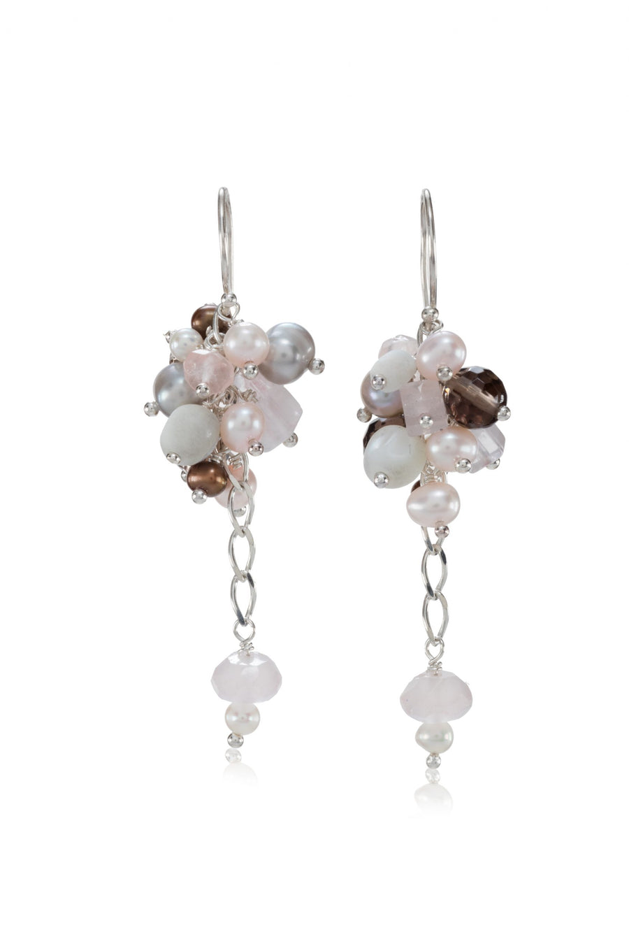 Sterling Silver Pink Cluster Mix Earrings (3176-PMOP)