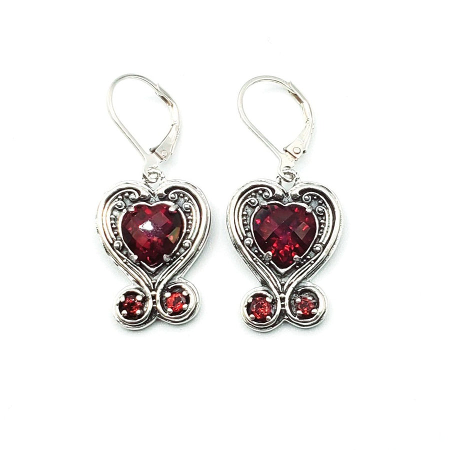 Sterling Silver Heart Ruby Quartz Earrings (3847 RUBY QTZ)