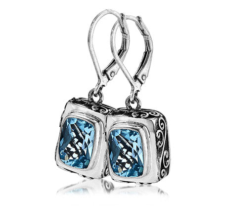 Sterling Silver Blue Topaz Earrings (388XBT)