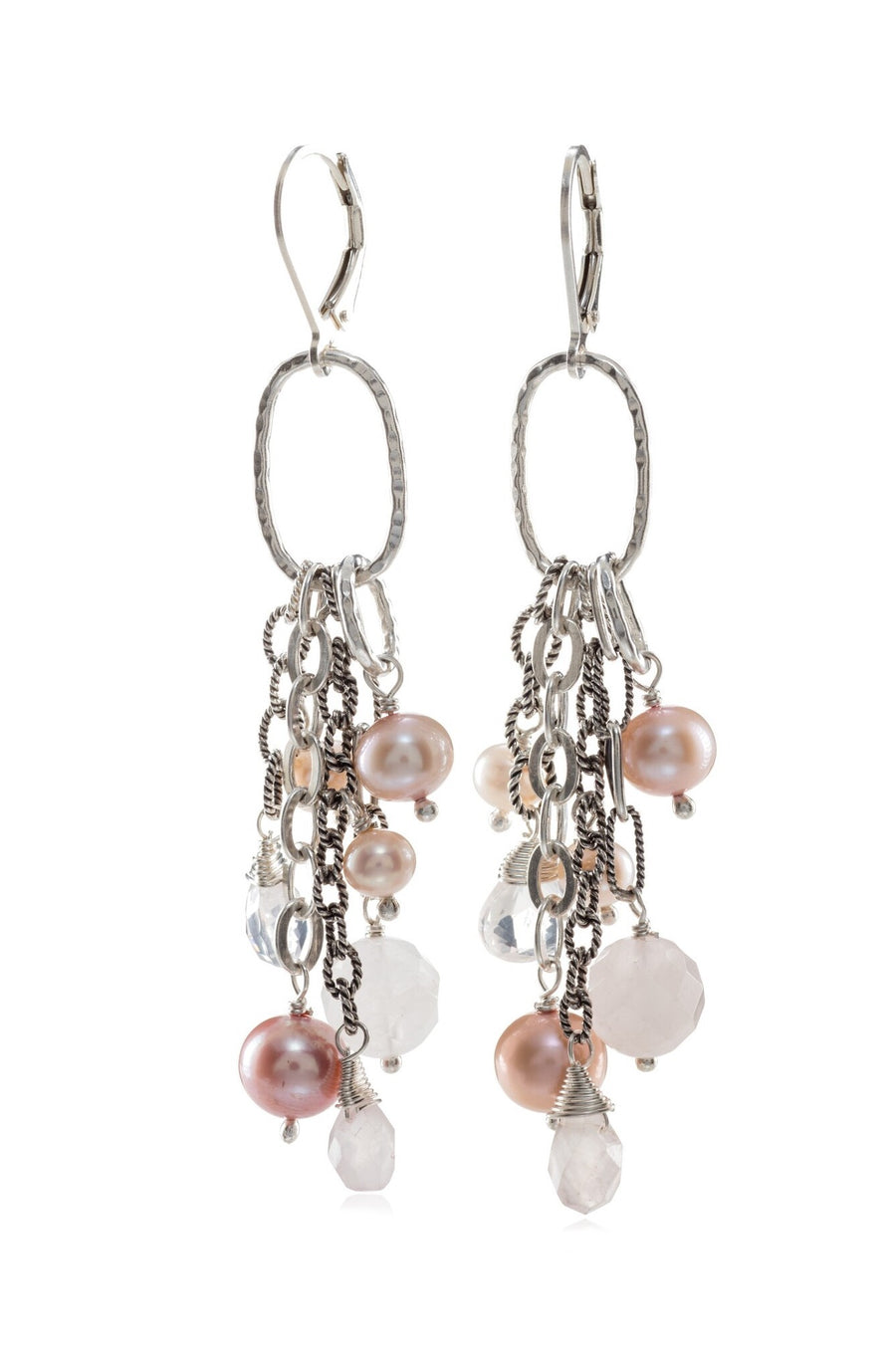 Sterling Silver Mixed Beads and Pearls Dangle Earrings (3917RQ)