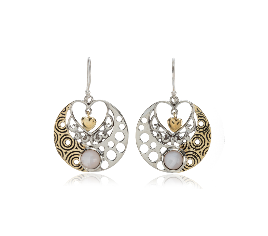 Sterling Silver w/Bronze Heart PMOP Earrings (3921PMOP)