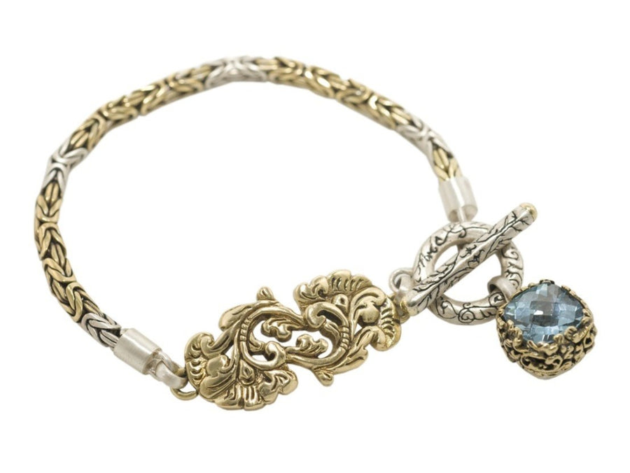 Sterling Silver w/Bronze Golden Flower Bracelet (5500SS/BZ-BQ)