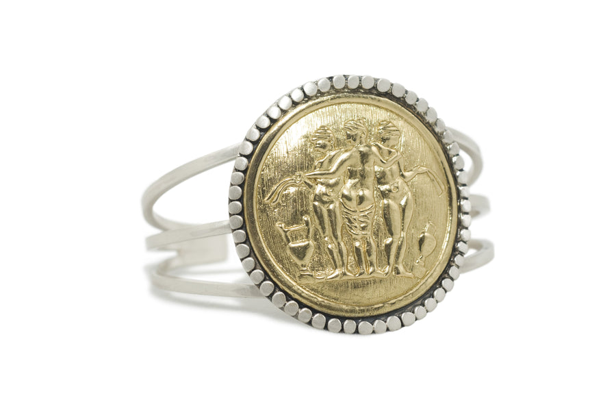 Brass Roman God Dionysis Cuff Bracelet (5524BRS)