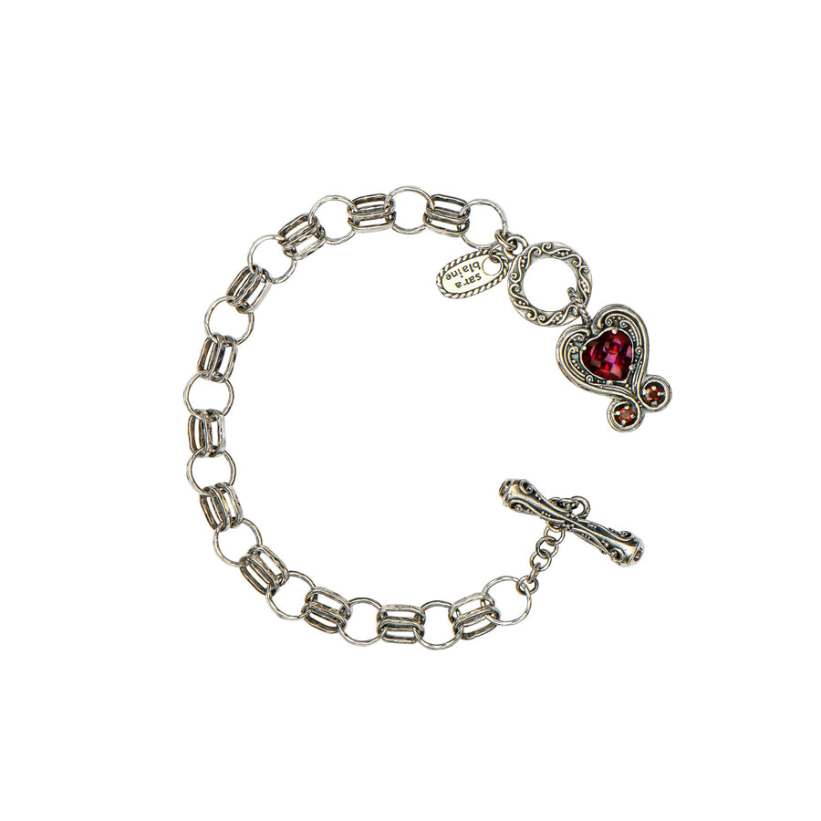 Sterling Silver Heart Bracelet (5825X RUBY QTZ)