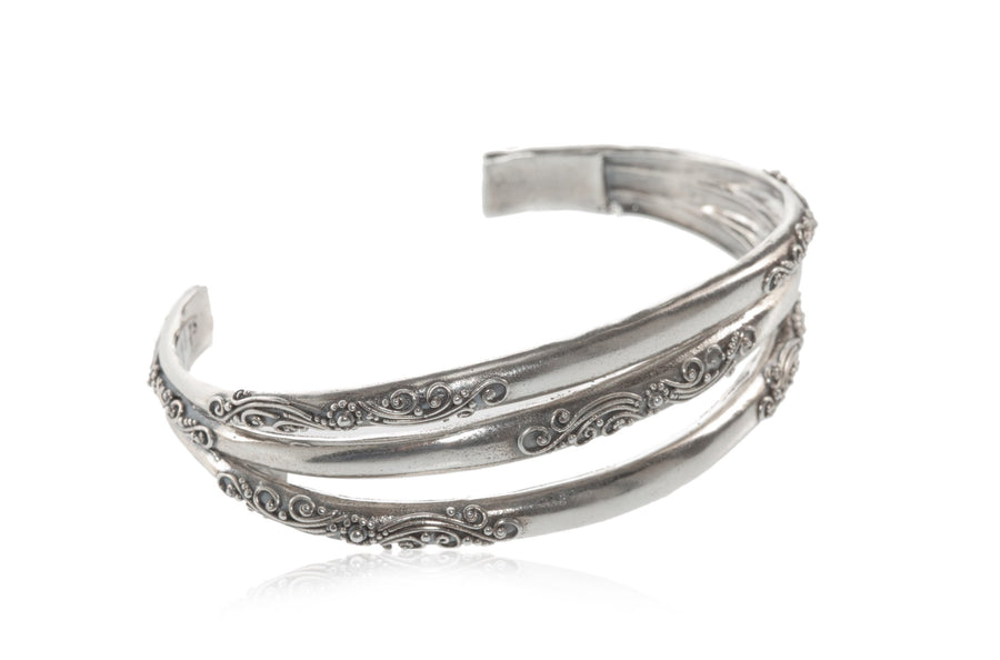 Sterling Silver Triple Cuff Bracelet (5852SS)