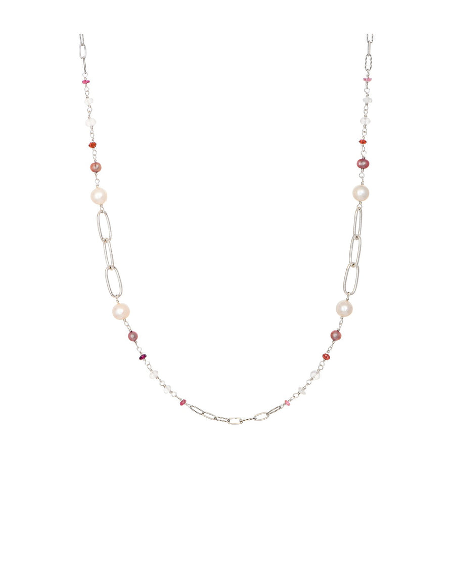 Sterling Silver Mixed Beads and Pearls Necklace (7315RQ-36-38)