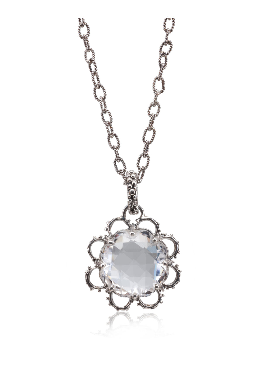 Sterling Silver Clear Quartz Necklace (8010CLQ)