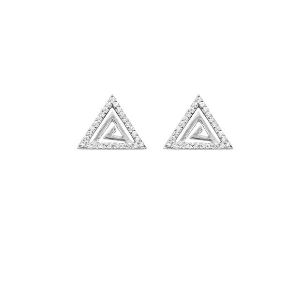 Sterling Plated Triangle Infinity Stud Earrings