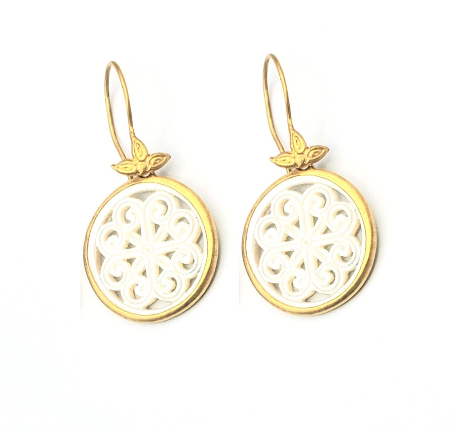 18k Gold Vermeil White Mother of Pearl Earrings (EL018)