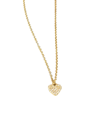 14k Gold Plated Heart Cubic Zirconia Gemstones Necklace (OL0009)