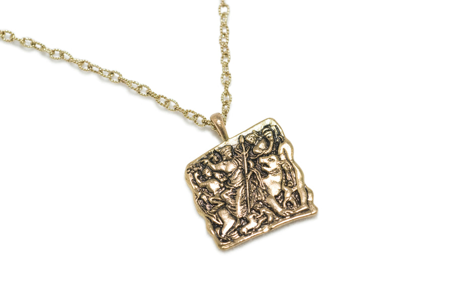 Brass Roman God Dionysos Necklace (N-2 RELIEF)
