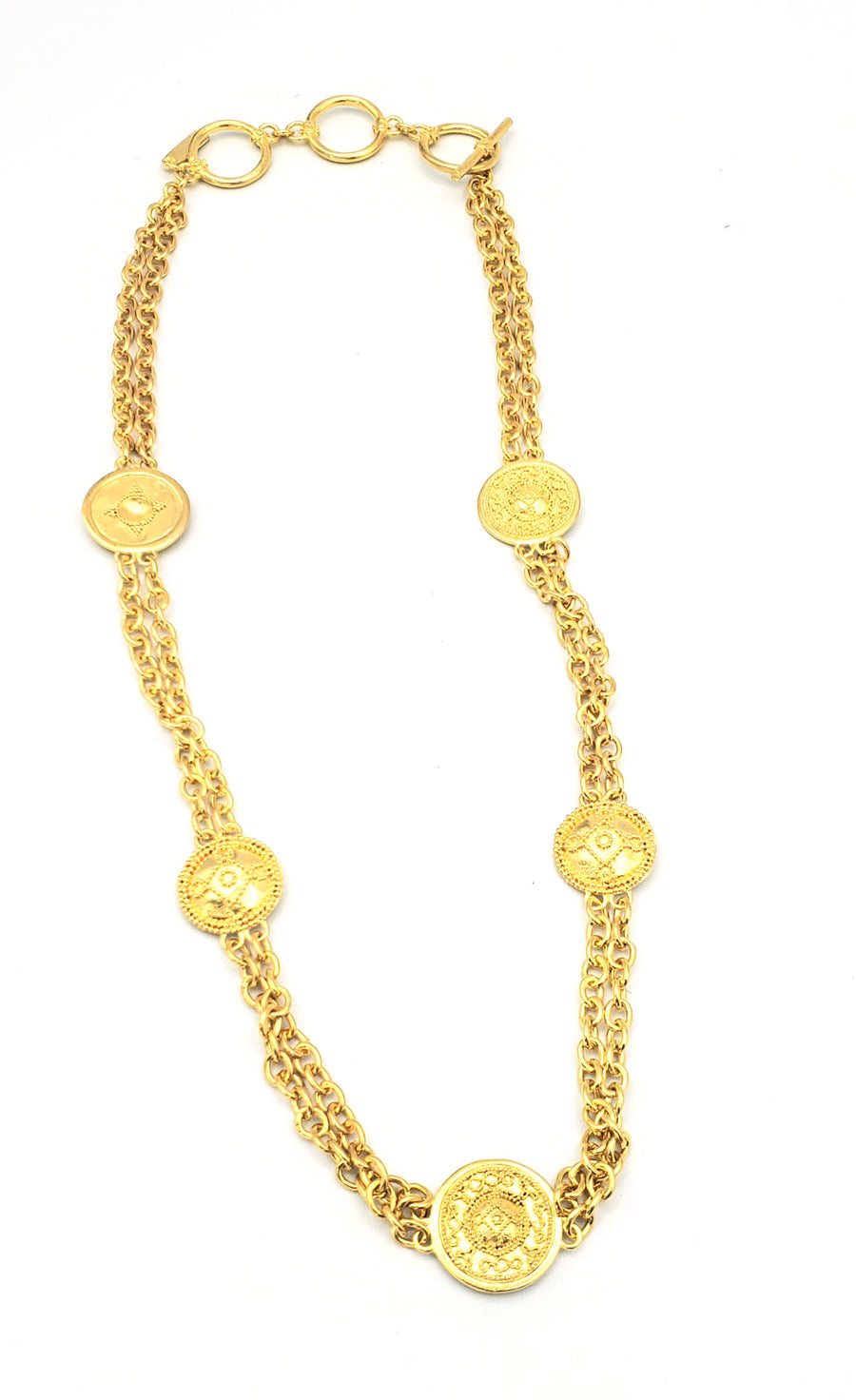 18k Gold Plated Double Strand Toggle Necklace (MM001)