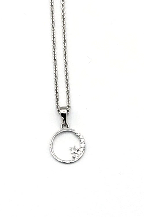 Sterling Silver Open Circle Star 16-18
