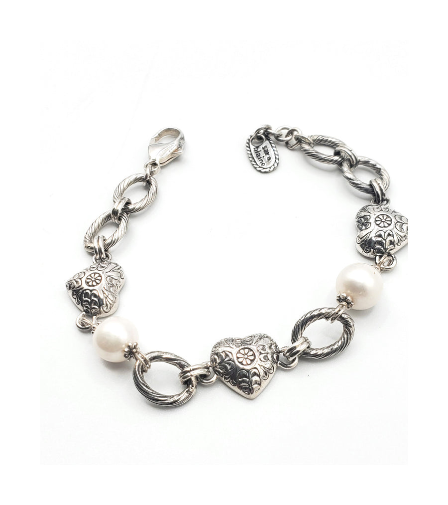 Sterling Silver Etched Floral Romantic Essence Bracelets (West B-5)