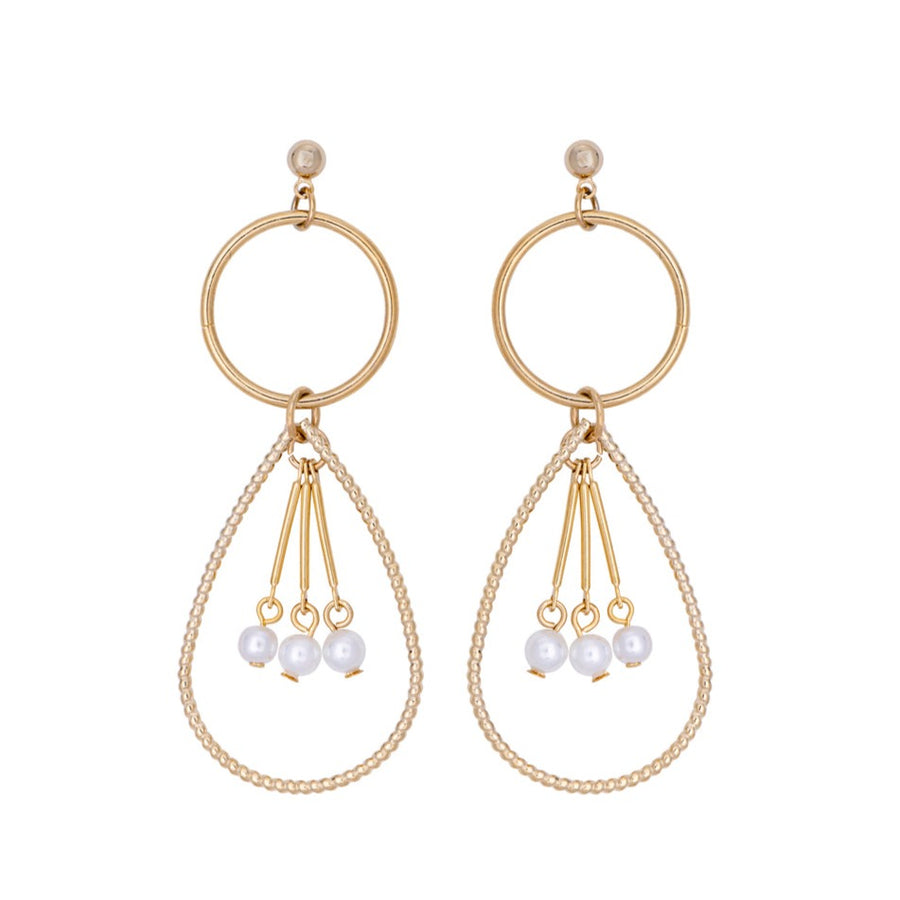 14kt Gold Plated Brass Shell Pearl Teardrop Earrings (11432)