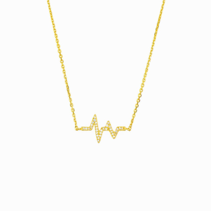 14k Gold Plated Cubic Zirconia Heartbeat Necklace