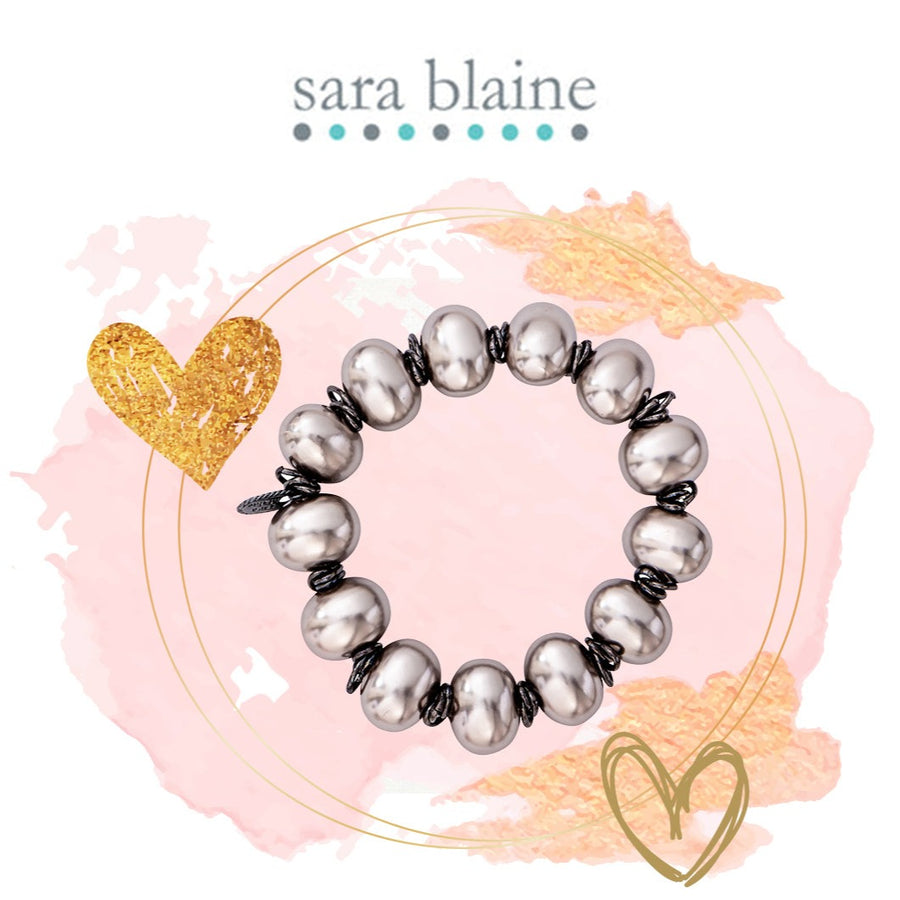 Grey Baroque Shell Pearl Stretch Bracelet